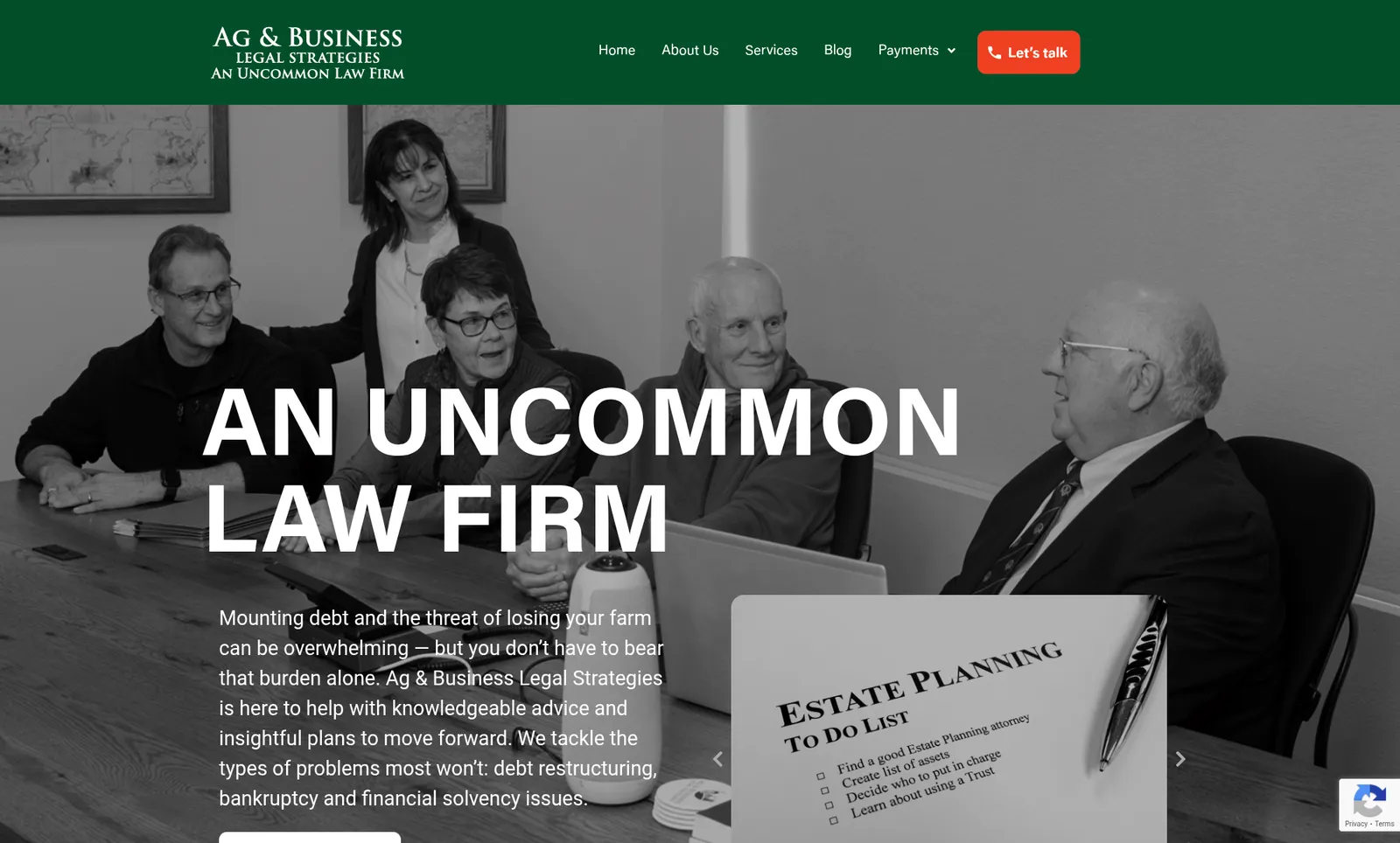 Ag & Business Legal Strategies website screenshot