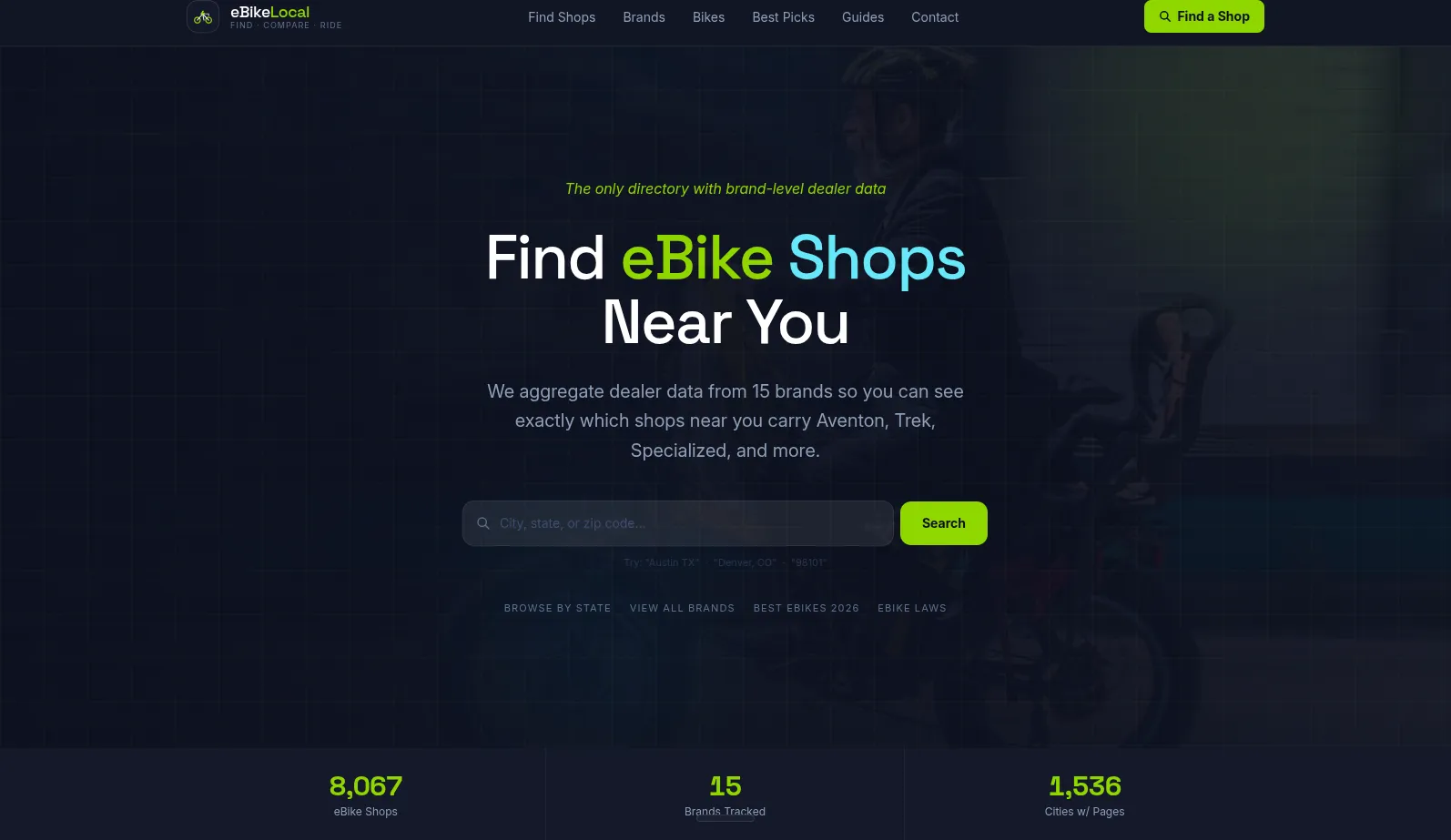 eBikeLocal website screenshot