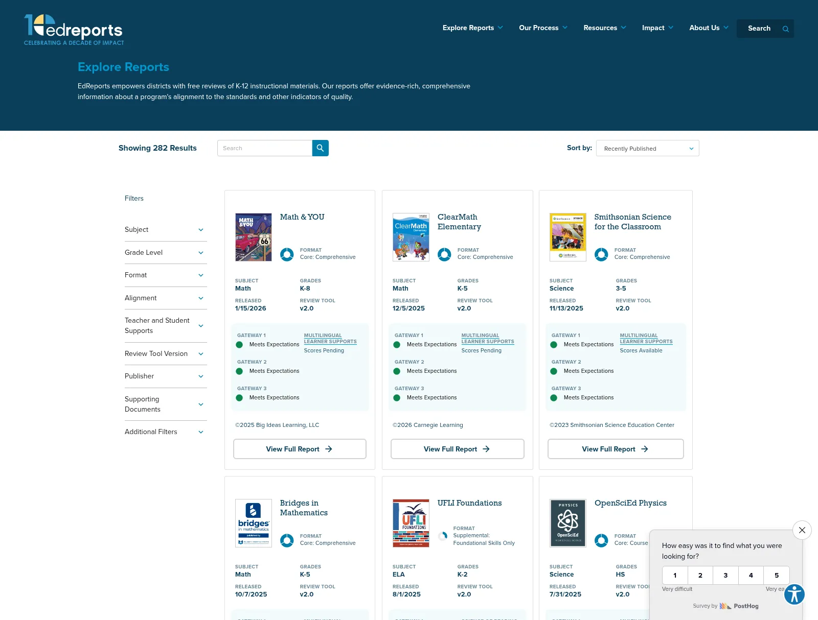 EdReports Platform Migration website screenshot