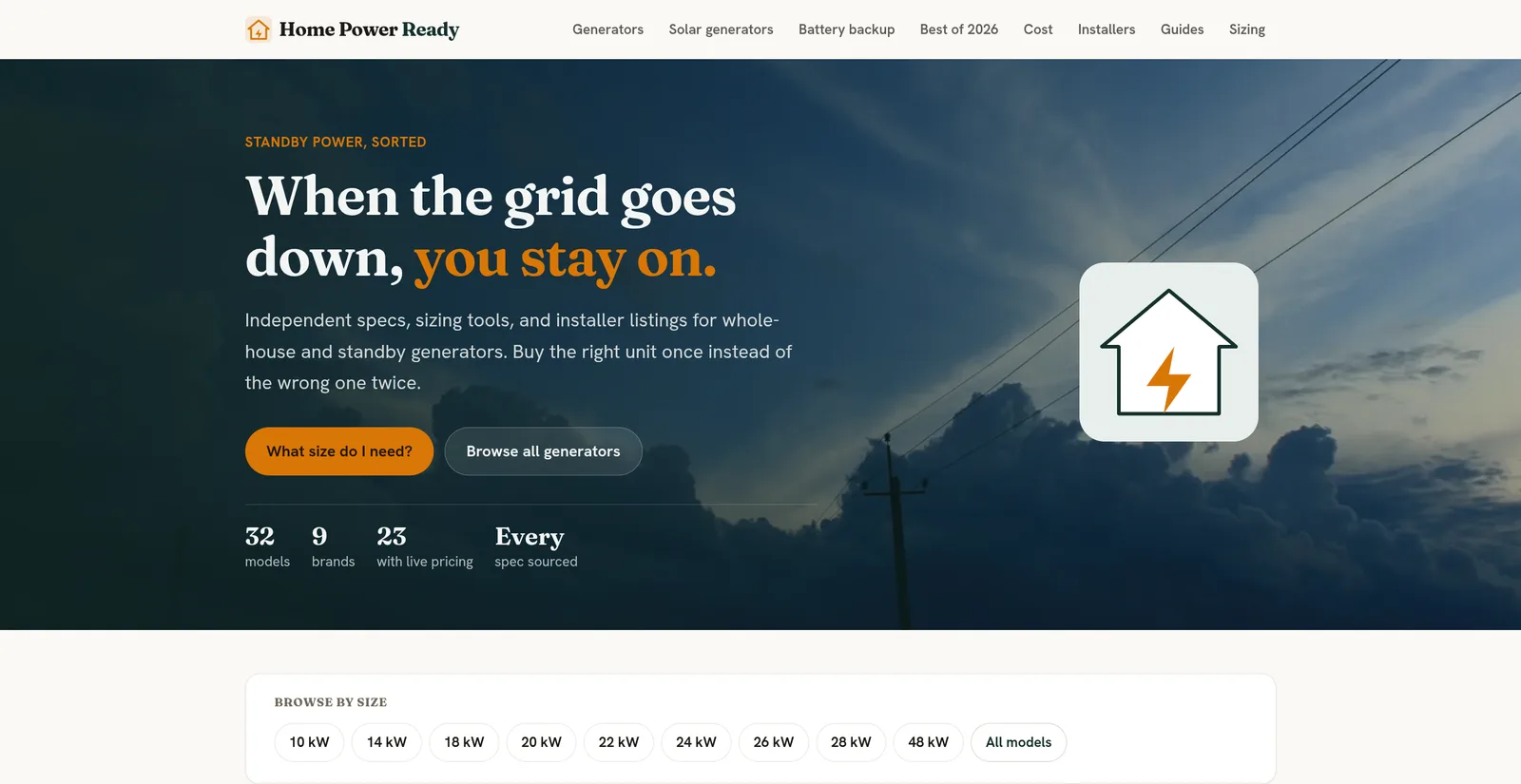 Home Power Ready website screenshot